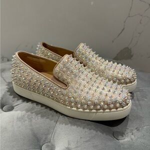 Christian Louboutin iridescent boat shoe with spikes size 37.5